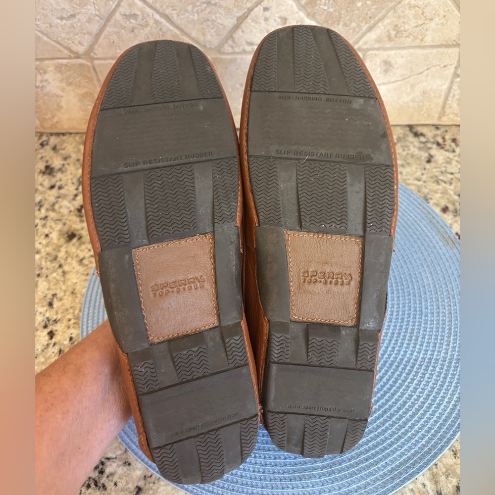 Sperry Men’s Top Sider. Leather Driving Slip On Loafers Caramel Light Brown 11 - Picture 9 of 10